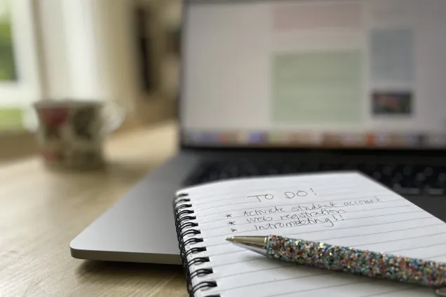 Notebook with to-do-list and pen. Photo: Emma Lord.