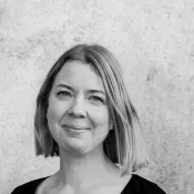 Black and white portrait of Terese Anving. Photo: Sarah Hirani