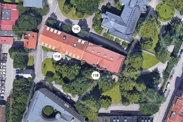 Fågelvy på Sociologens hus, Sandgatan11.